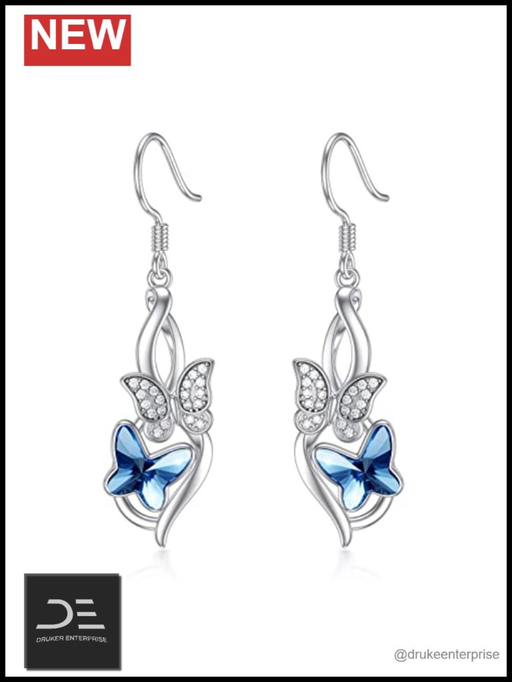 925 Sterling Silver Infinity Butterfly Dangle Drop Earrings for Women